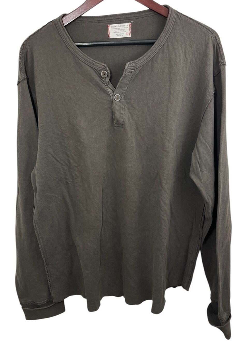 Tailgate Clothing Company Shirt Mens XL Brown Henley Long Sleeve Preppy Heritage